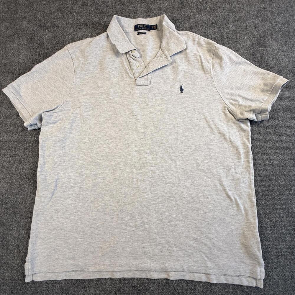 Polo Ralph Lauren Mens Classic Fit Gray Cotton Pique Polo‎ Shirt XL 1775